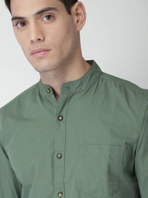green cotton casual shirt - 17952199 - Very Small Image - 1