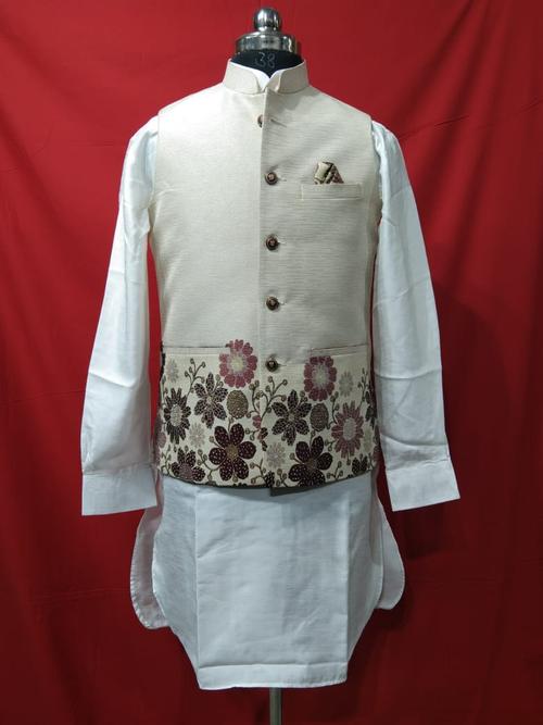 kurta pajama and waist coat set - 17953079 - Very Small Image - 1