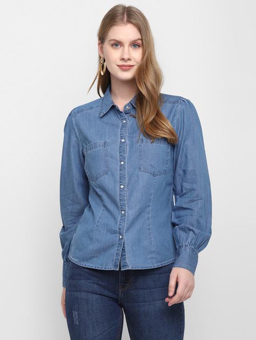 long sleeved denim shirt - 17954724 - Very Small Image - 1