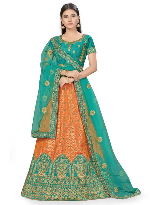 embroidered a-line lehenga - 17955744 - Very Small Image - 1