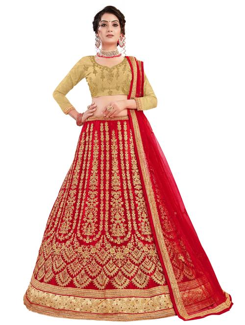 embroidered a-line lehenga - 17955750 - Very Small Image - 1