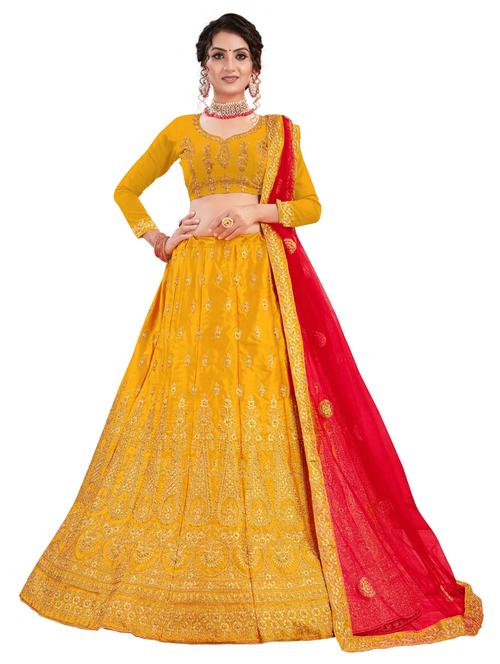 embroidered a-line lehenga - 17955753 - Very Small Image - 1