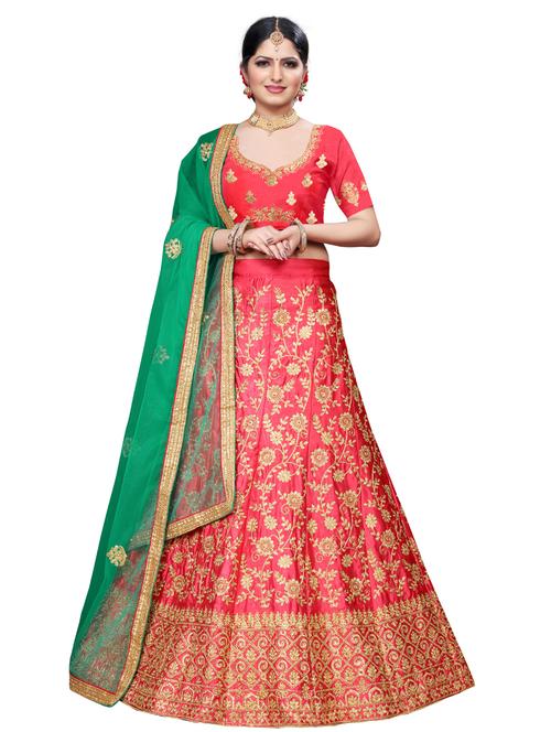 embroidered a-line lehenga - 17955842 - Very Small Image - 1