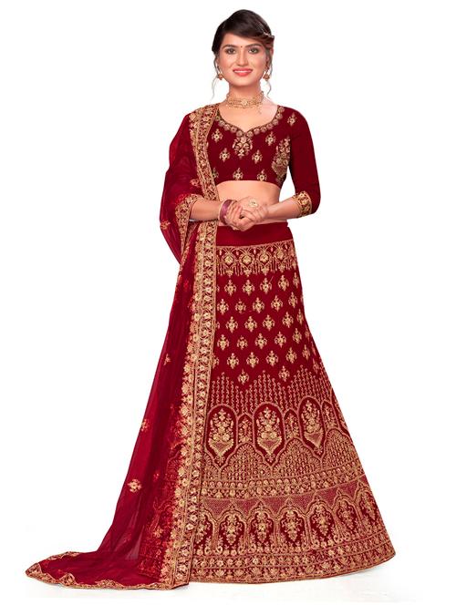 embroidered a-line lehenga - 17955862 - Very Small Image - 1