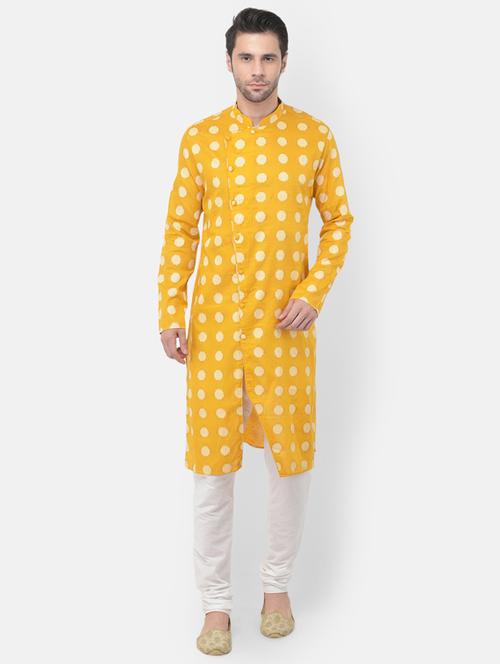 yellow printed kurta pyjama set - 17956056 - Very Small Image - 1