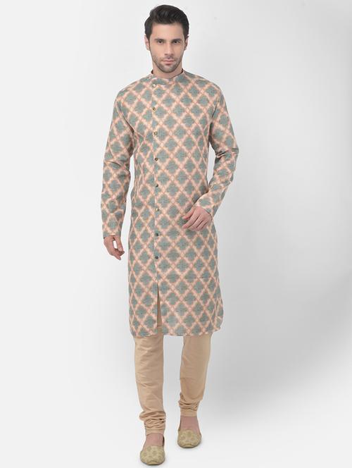 green printed kurta pyjama set - 17956078 - Very Small Image - 1