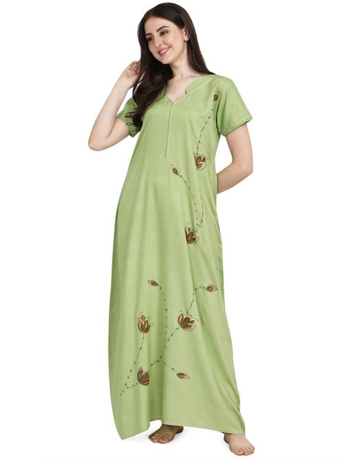 green rayon sleepshirts & nighty - 17956091 - Very Small Image - 1