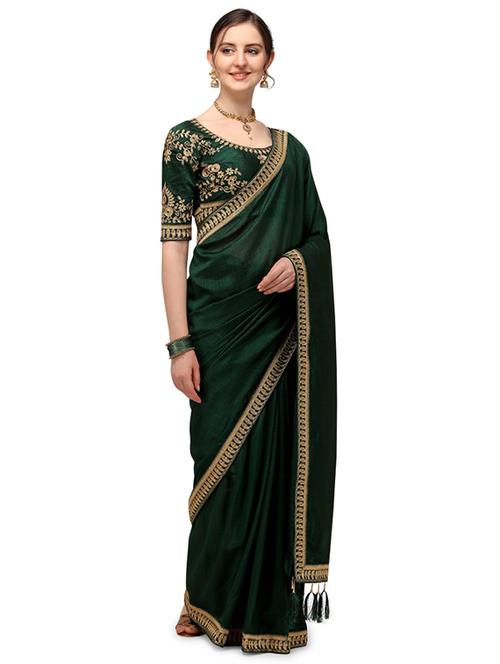 solid bordered saree with blouse - 17956247 - Very Small Image - 1