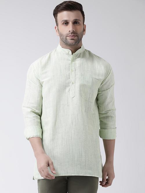 green self design short kurta - 17956376 - Very Small Image - 1