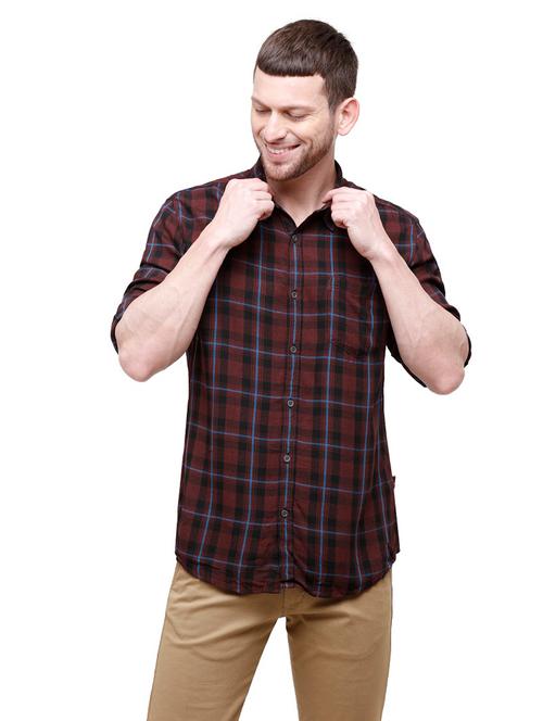 maroon checkered casual shirt - 17956413 - Very Small Image - 1