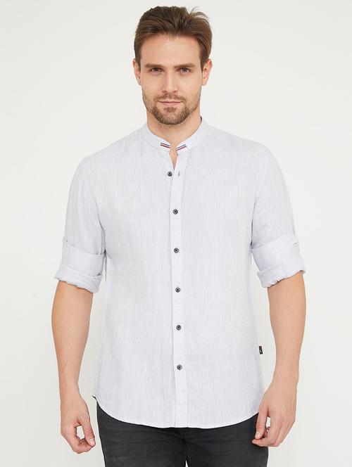 light blue solid linen casual shirt - 17956446 - Very Small Image - 1