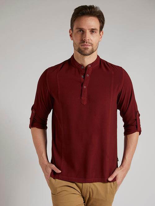 maroon solid t-shirt - 17956470 - Very Small Image - 1