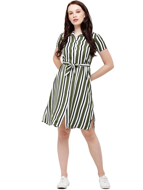 tie front striped a-line dress - 17956559 - Very Small Image - 1