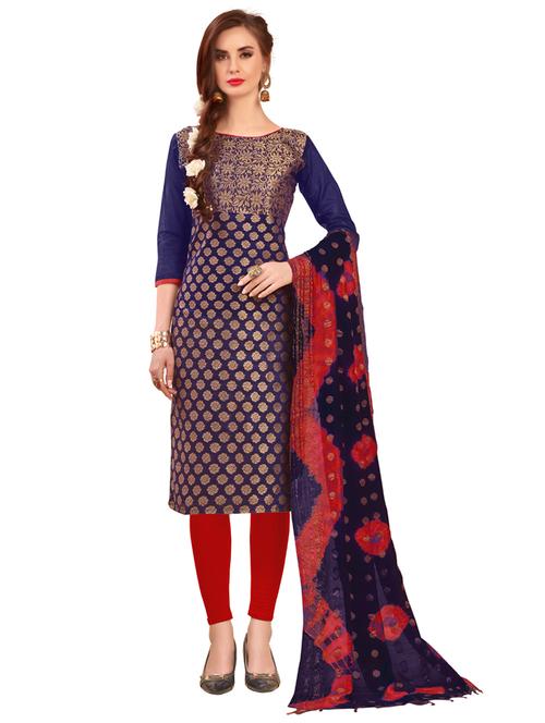 jacquard work unstitched suit set - 17956686 - Very Small Image - 1