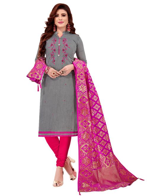 embroidered unstitched suit set - 17956771 - Very Small Image - 1