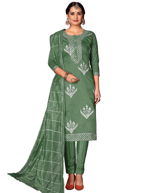 olive unstitched suit set - 17956822 - Very Small Image - 1
