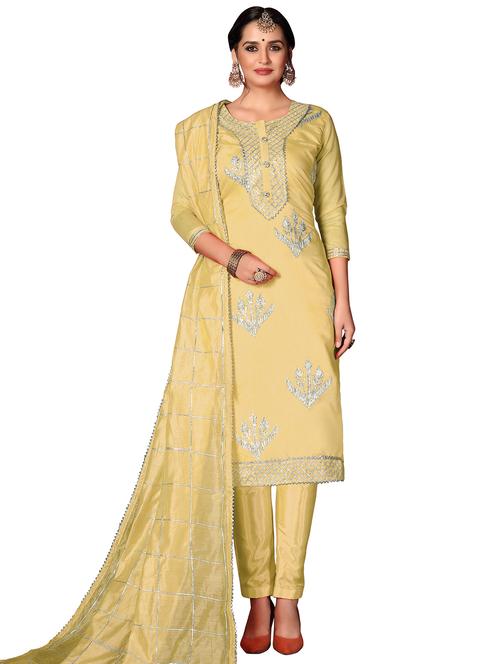 gota work unstitched suit set - 17956823 - Very Small Image - 1