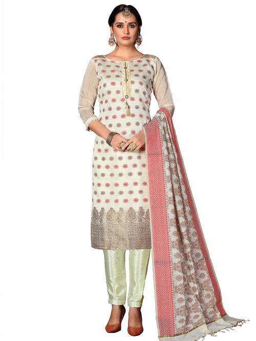 ethnic motifs unstitched suit set - 17956832 - Very Small Image - 1