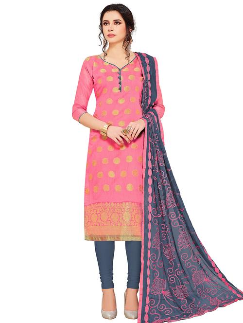 jacquard work unstitched suit set - 17956846 - Very Small Image - 1
