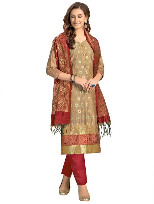 zari work unstitched suit set - 17956869 - Very Small Image - 1