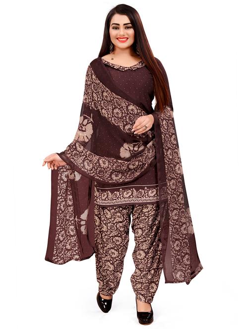 brown crepe unstitched suit - 17956929 - Very Small Image - 1