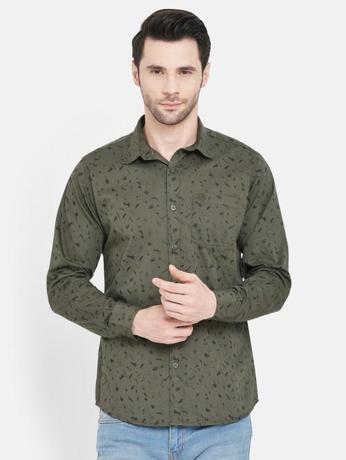 olive green printed casual shirt - 17957282 - Very Small Image - 1
