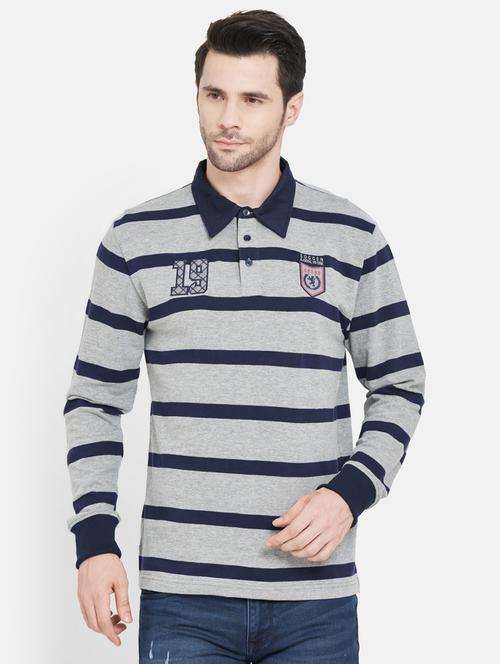 grey striped polo t-shirt - 17957294 - Very Small Image - 1