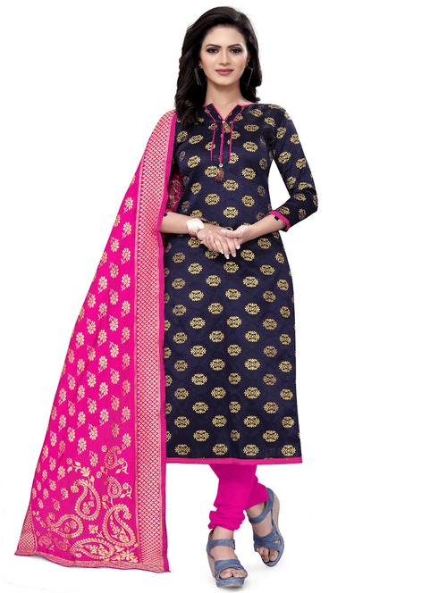 jacquard work unstitched suit set - 17957396 - Very Small Image - 1