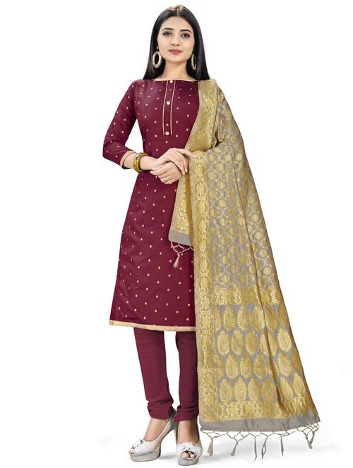 jacquard work unstitched suit set - 17957398 - Very Small Image - 1