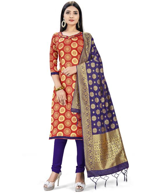 jacquard work unstitched suit set - 17957401 - Very Small Image - 1