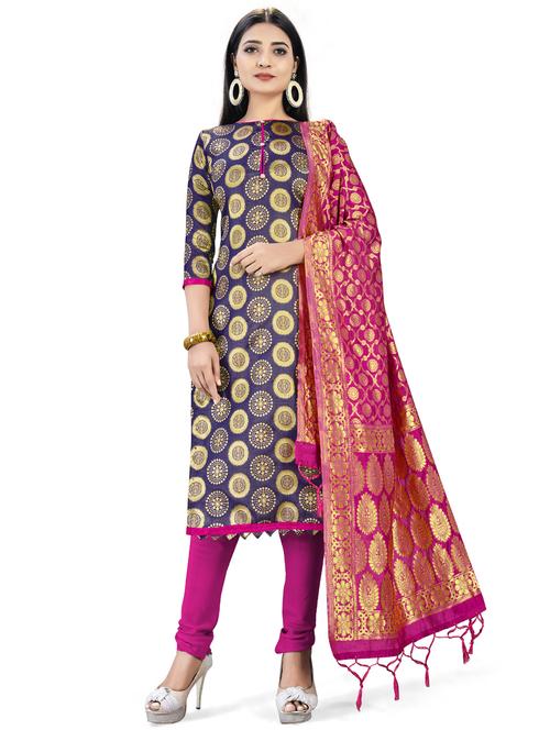 jacquard work unstitched suit set - 17957402 - Very Small Image - 1