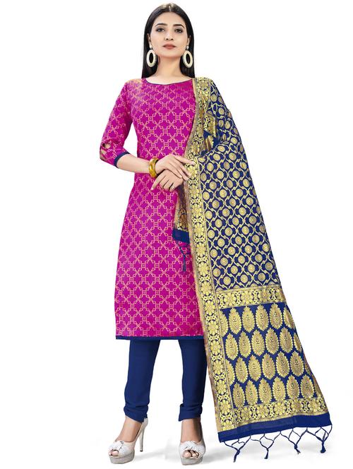 jacquard work unstitched suit set - 17957403 - Very Small Image - 1