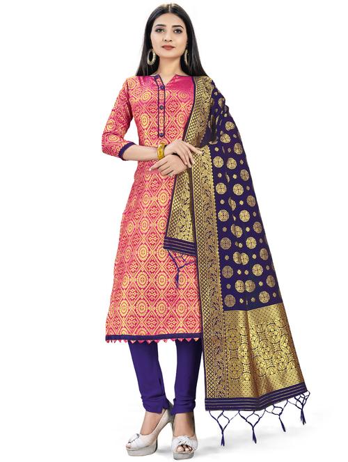 jacquard work unstitched suit set - 17957410 - Very Small Image - 1