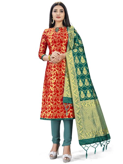 jacquard work unstitched suit set - 17957411 - Very Small Image - 1