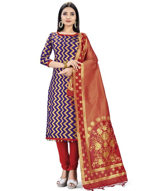 jacquard work unstitched suit set - 17957412 - Very Small Image - 1