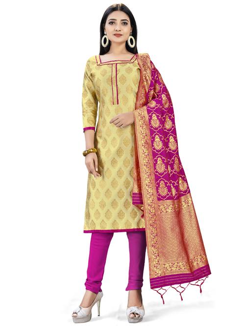 jacquard work unstitched suit set - 17957417 - Very Small Image - 1