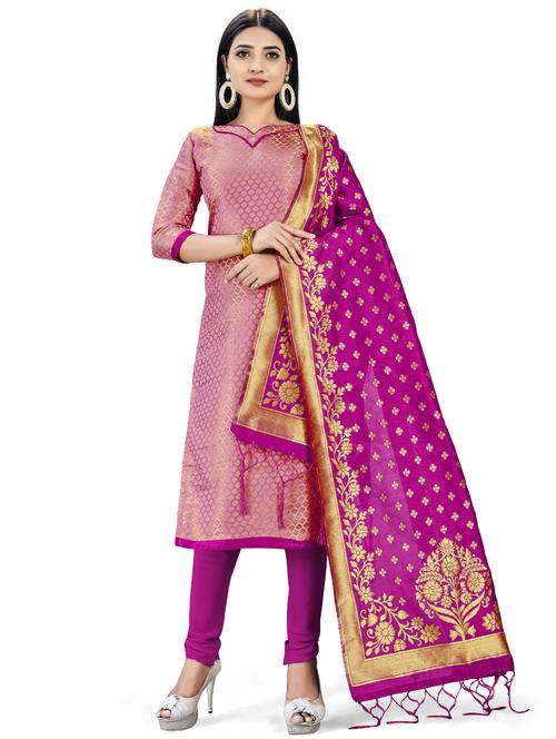 jacquard work unstitched suit set - 17957420 - Very Small Image - 1