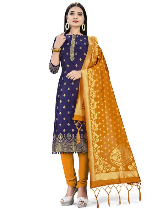 jacquard work unstitched suit set - 17957426 - Very Small Image - 1