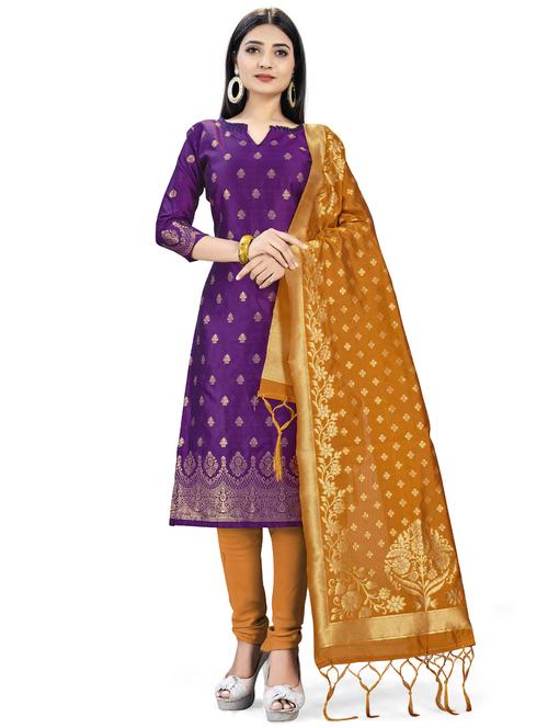 jacquard work unstitched suit set - 17957428 - Very Small Image - 1