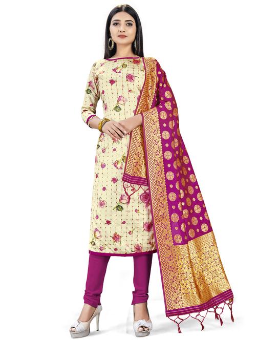 floral unstitched suit set - 17957430 - Very Small Image - 1