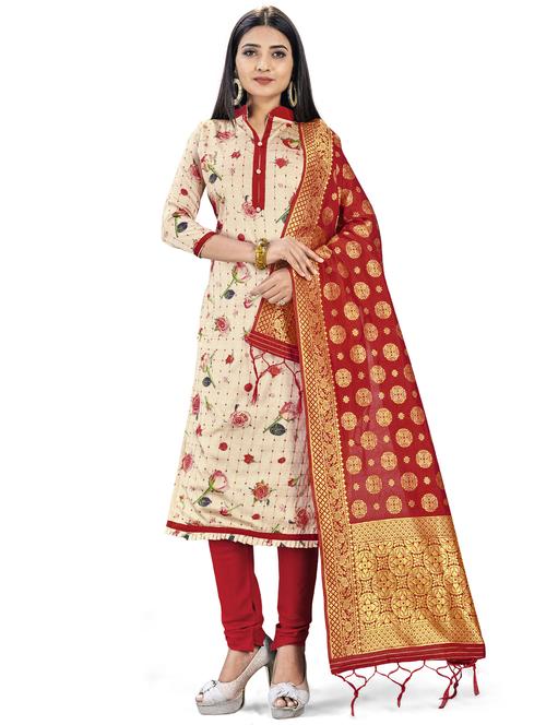 floral unstitched suit set - 17957432 - Very Small Image - 1