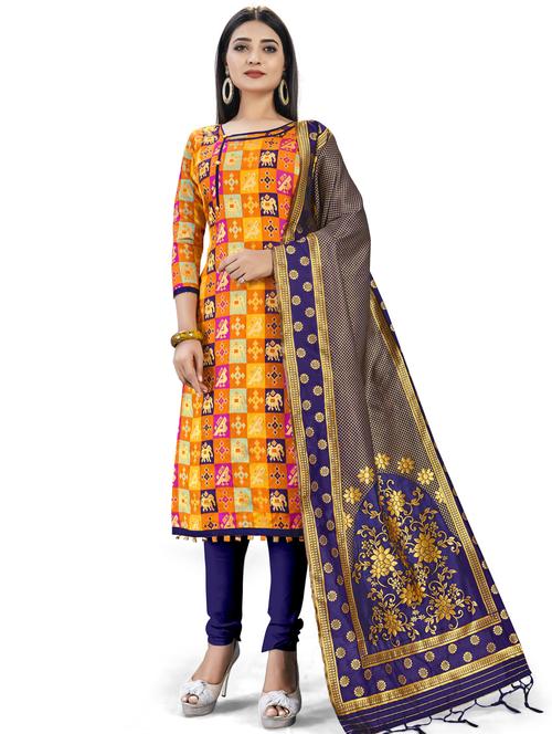 jacquard work unstitched suit set - 17957435 - Very Small Image - 1