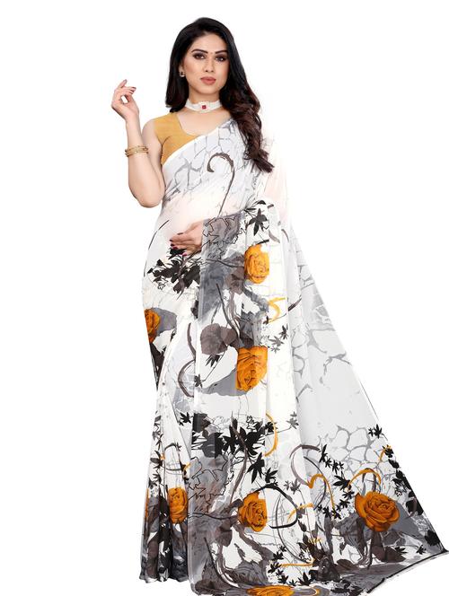 floral printed saree with blouse - 17958181 - Very Small Image - 1
