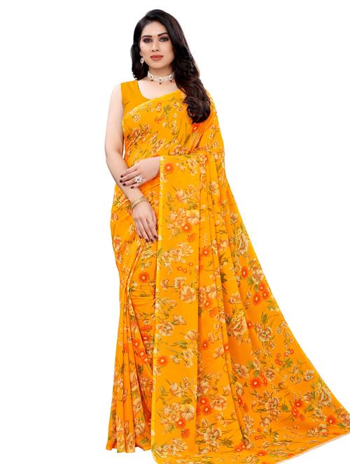 floral printed saree with blouse - 17958186 - Very Small Image - 1