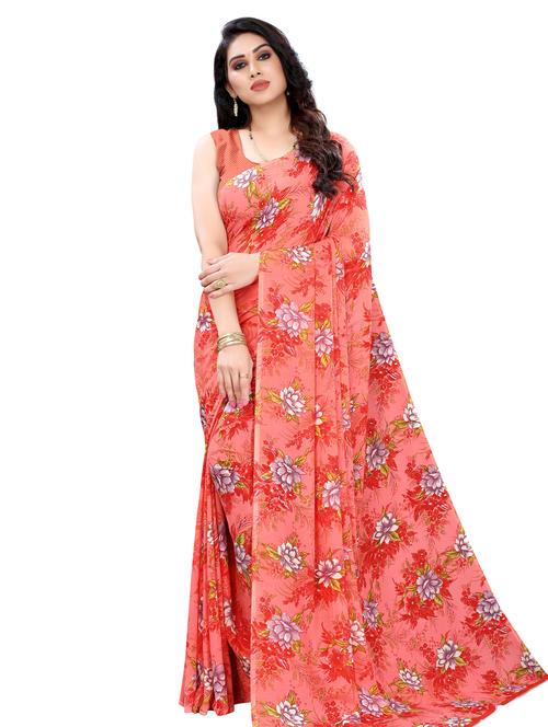 floral printed saree with blouse - 17958232 - Very Small Image - 1