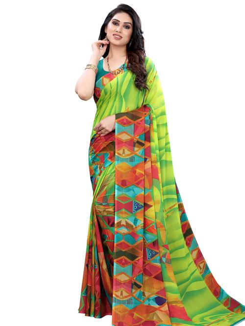 abstract printed saree with blouse - 17958238 - Very Small Image - 1