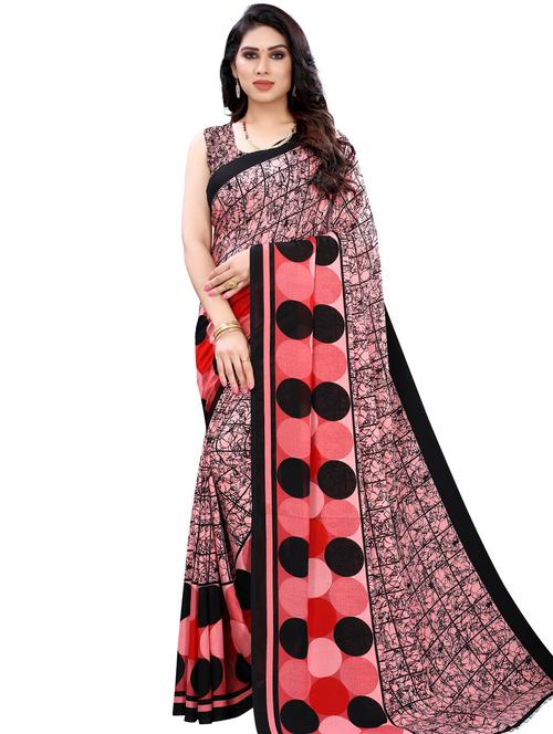 abstract printed saree with blouse - 17958244 - Very Small Image - 1