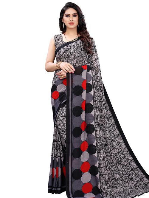 abstract printed saree with blouse - 17958245 - Very Small Image - 1