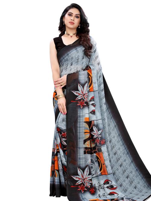 floral printed saree - 17958258 - Very Small Image - 1