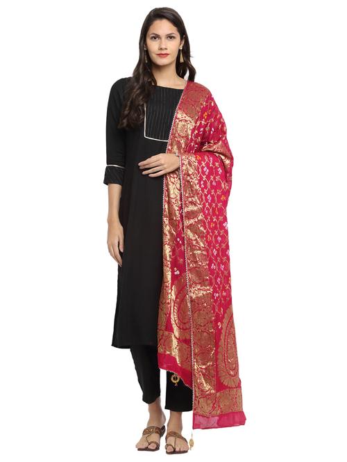 magenta silk blend dupatta - 17958291 - Very Small Image - 1